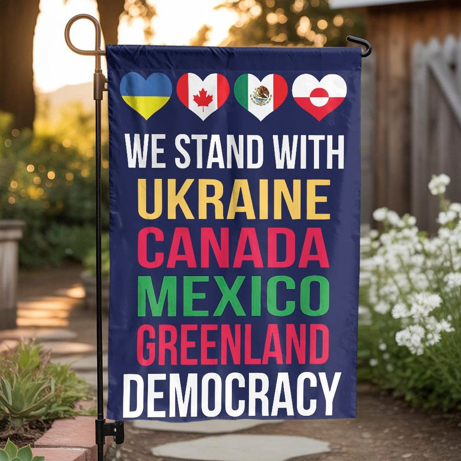 We Stand With Ukraine Garden Flag | Democracy Global Solidarity Banner | Premium Weather-Resistant Polyester | Outdoor Protest Gift for Activists
