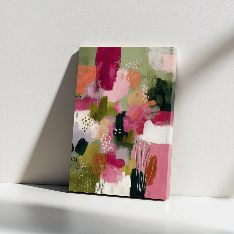 Abstract Floral Canvas Print | Vibrant Botanical Brushstrokes Wall Art | Premium Gallery Wrapped Canvas | Modern Living Room & Office Decor