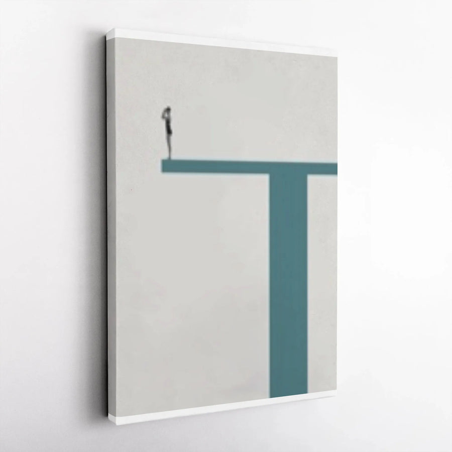 High Dive Minimalist Canvas Art | Lone Figure on the Edge Print | Premium Gallery Wrapped Canvas | Motivational Office Wall Decor Gift