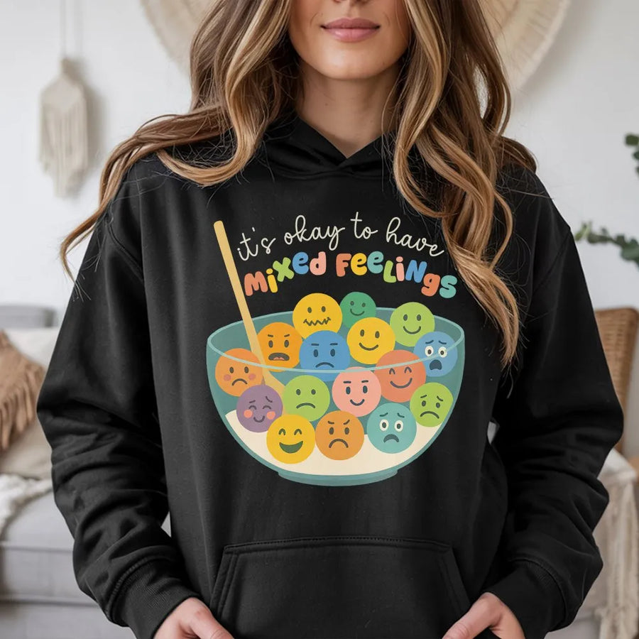 Mixed Feelings Mental Health Shirt | Emotions Cereal Bowl Graphic Tee | Premium Cotton | Gift for Counselor, Teacher, Therapist