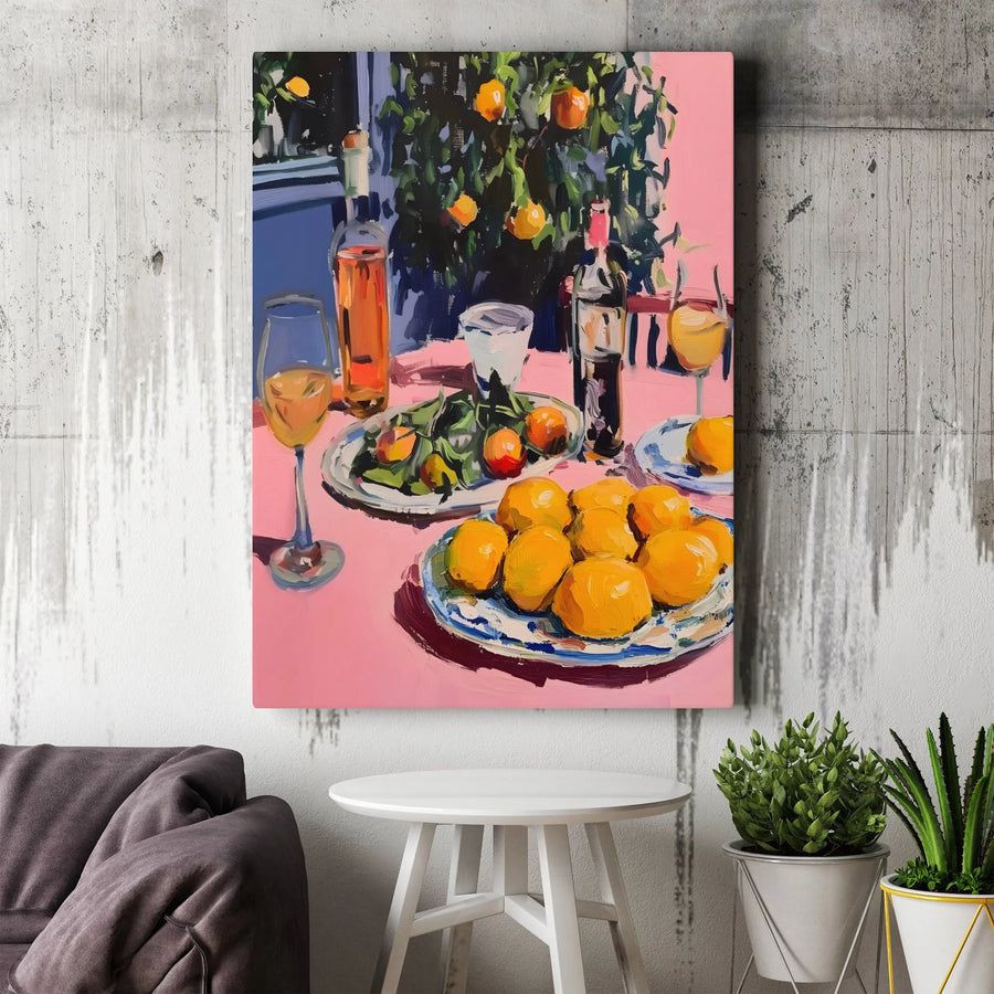 Lemon Still Life Canvas Art | Mediterranean Citrus Kitchen Decor | Premium Fade-Resistant Print | Dining Room Wall Decor Gift