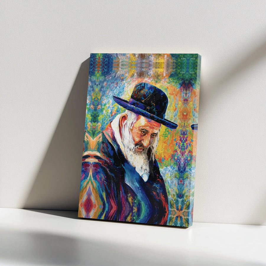 Orthodox Jewish Rabbi Canvas Wall Art | Colorful Abstract Portrait | Premium Gallery Wrap Print | Judaica Home Decor Gift