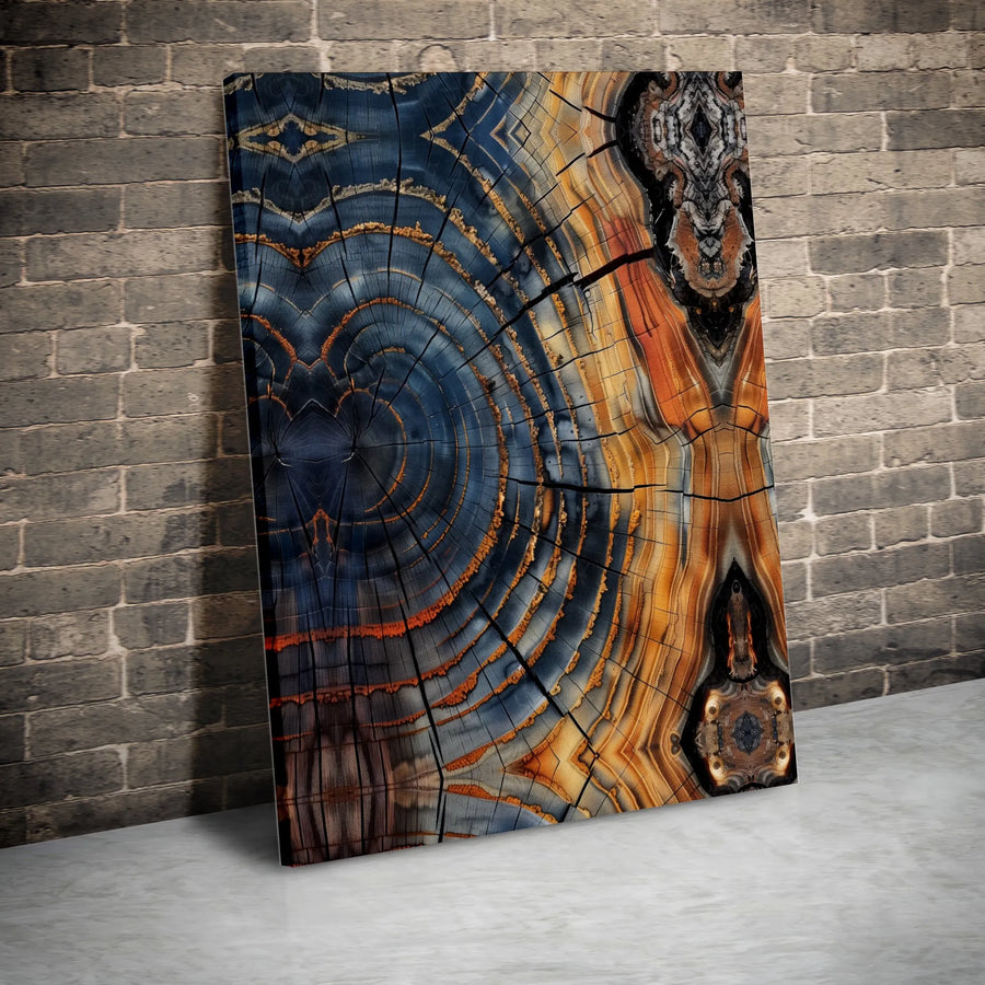 Abstract Tree Rings Wall Art | Symmetrical Wood Grain Gallery Wrap Canvas | Premium Fade-Resistant Print | Modern Home & Office Decor Gift
