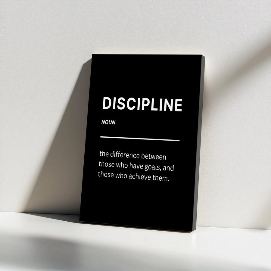 Discipline Definition Canvas Art | Motivational Dictionary Quote Print | Premium Gallery Wrapped Wall Decor | Gift for Gym & Office