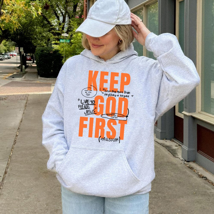 Keep God First Hoodie | Faith-Based Inspirational Graphic | Premium Cotton Blend | Christian Apparel Gift For Men And Women