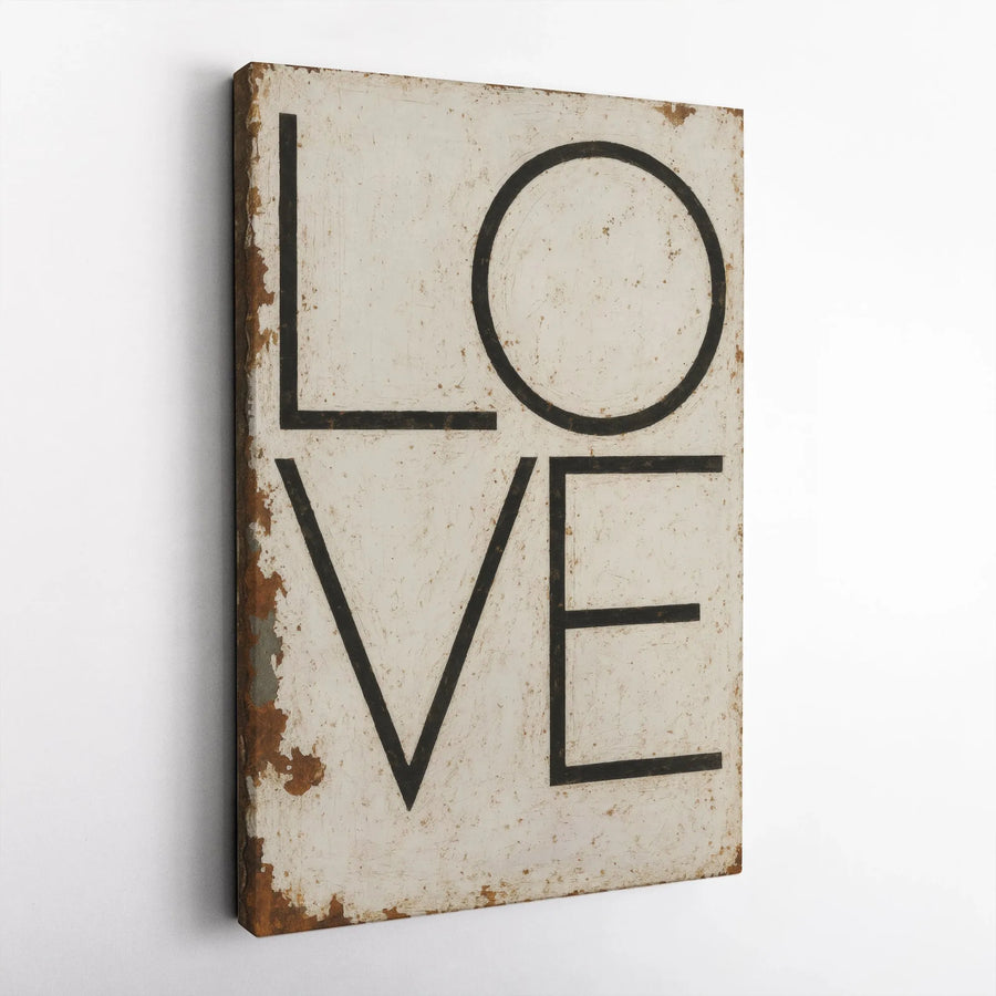 Love Stacked Letter Canvas Wall Art | Rustic Farmhouse Typography Print | Premium 1.25" Gallery Wrap | Romantic Home Decor Gift