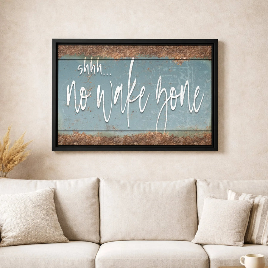 No Wake Zone Wall Art | Shhh Rustic Nautical Canvas Decor | Fade-Resistant 1.25-inch Profile | Lake House & Beach Home Gift