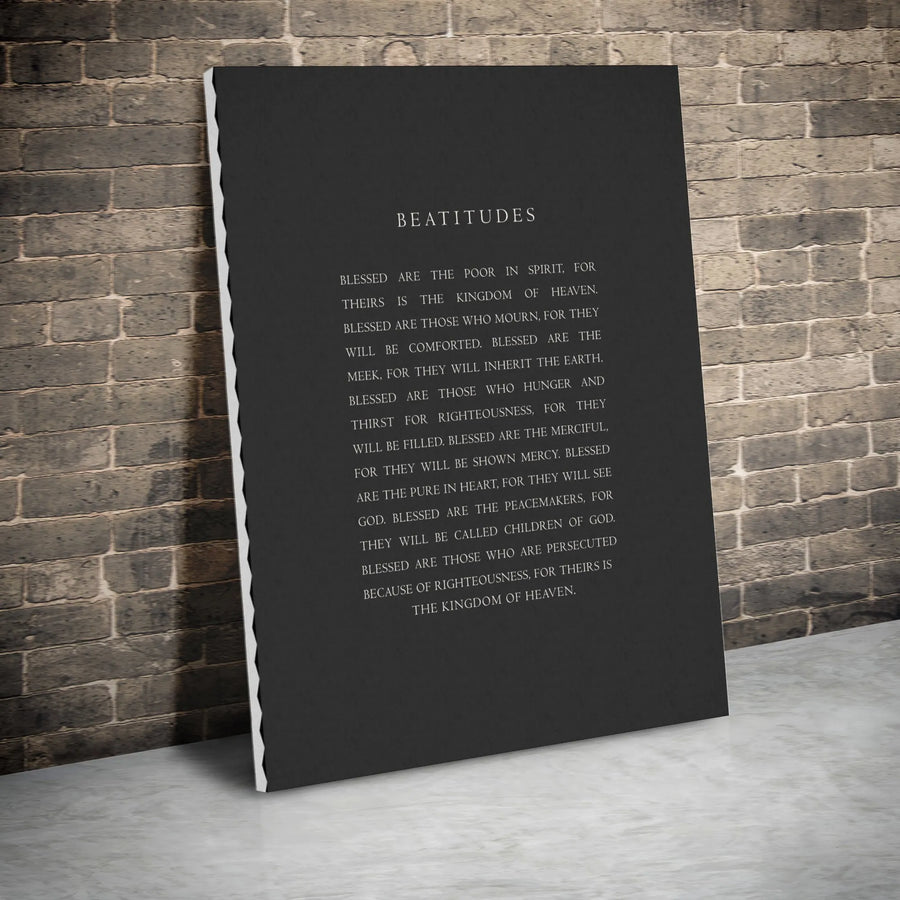Beatitudes Bible Verse Canvas | Minimalist Christian Scripture Wall Art | Premium Gallery Wrapped Print | Religious Home Decor Gift
