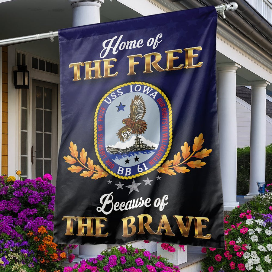 USS Iowa BB-61 Garden Flag | Patriotic Battleship Eagle Emblem | Premium Weather-Resistant Polyester | Military History Gift for Navy Veterans