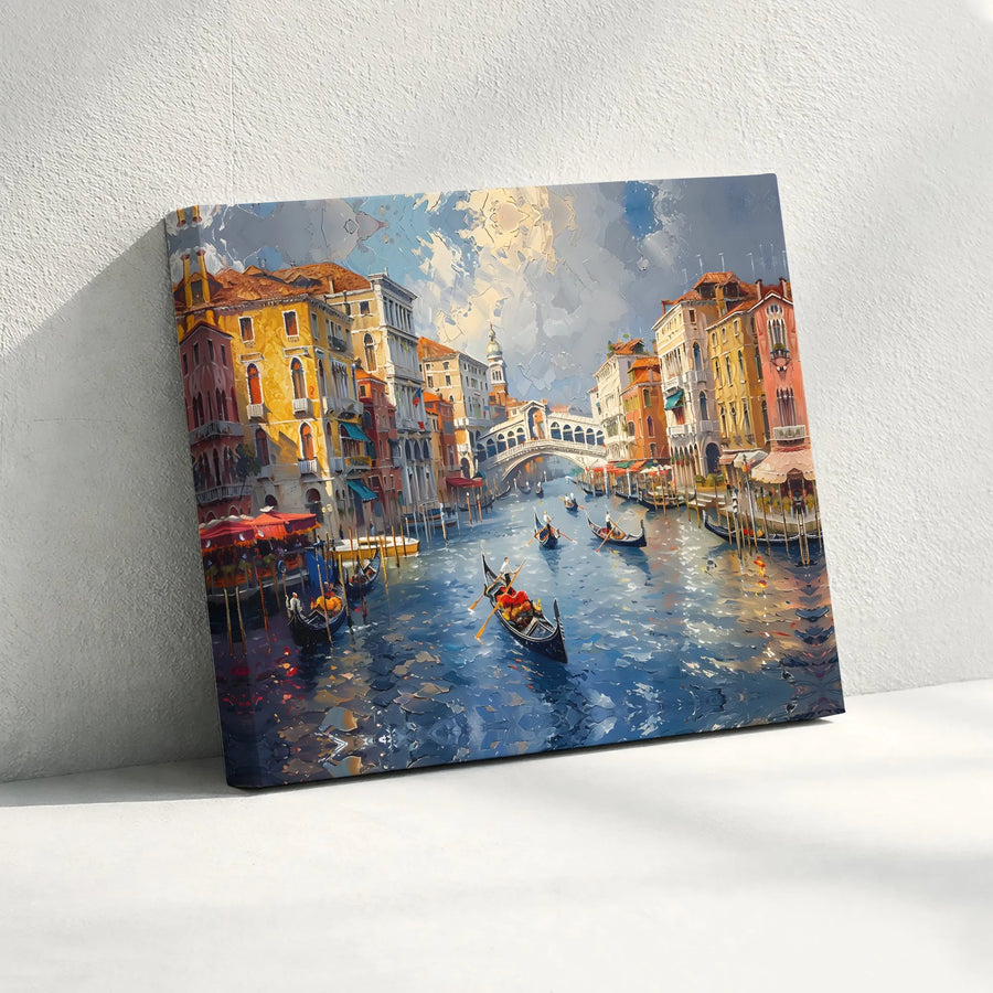 Venice Canal Canvas Print | Impressionist Gondola Scene Wall Art | Premium Gallery Wrap Canvas | Travel Lover Gift & European Home Decor