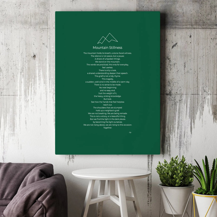 Mountain Stillness Poem Canvas Wall Art | Minimalist Nature Quote Print | Premium Gallery Wrapped Decor | Sympathy Gift for Home Office