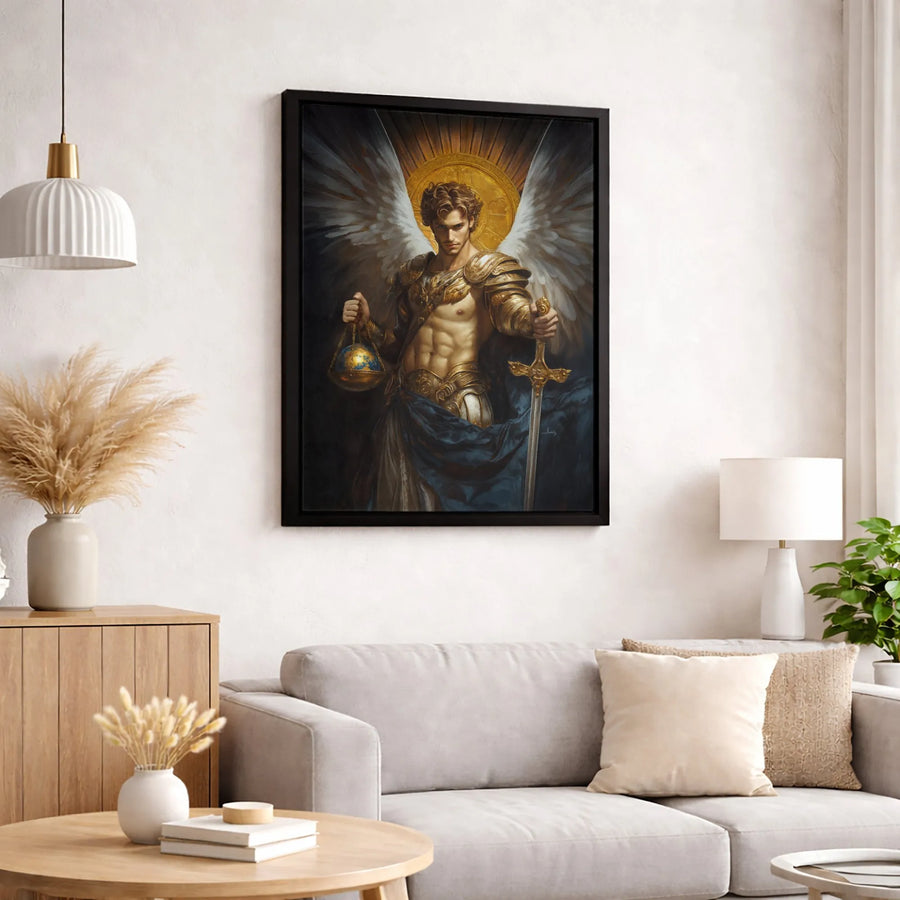 Archangel Michael Canvas Art | Religious Warrior Angel Wall Decor | Premium 1.25" Gallery Wrap | Spiritual Protection Gift for Home Office