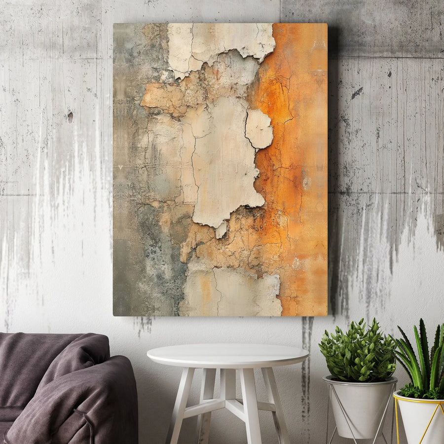 Abstract Textured Canvas Wall Art | Rustic Peeling Paint & Plaster Design | Premium 1.25" Thick Gallery Wrapped Print | Modern Industrial Home Decor Gift