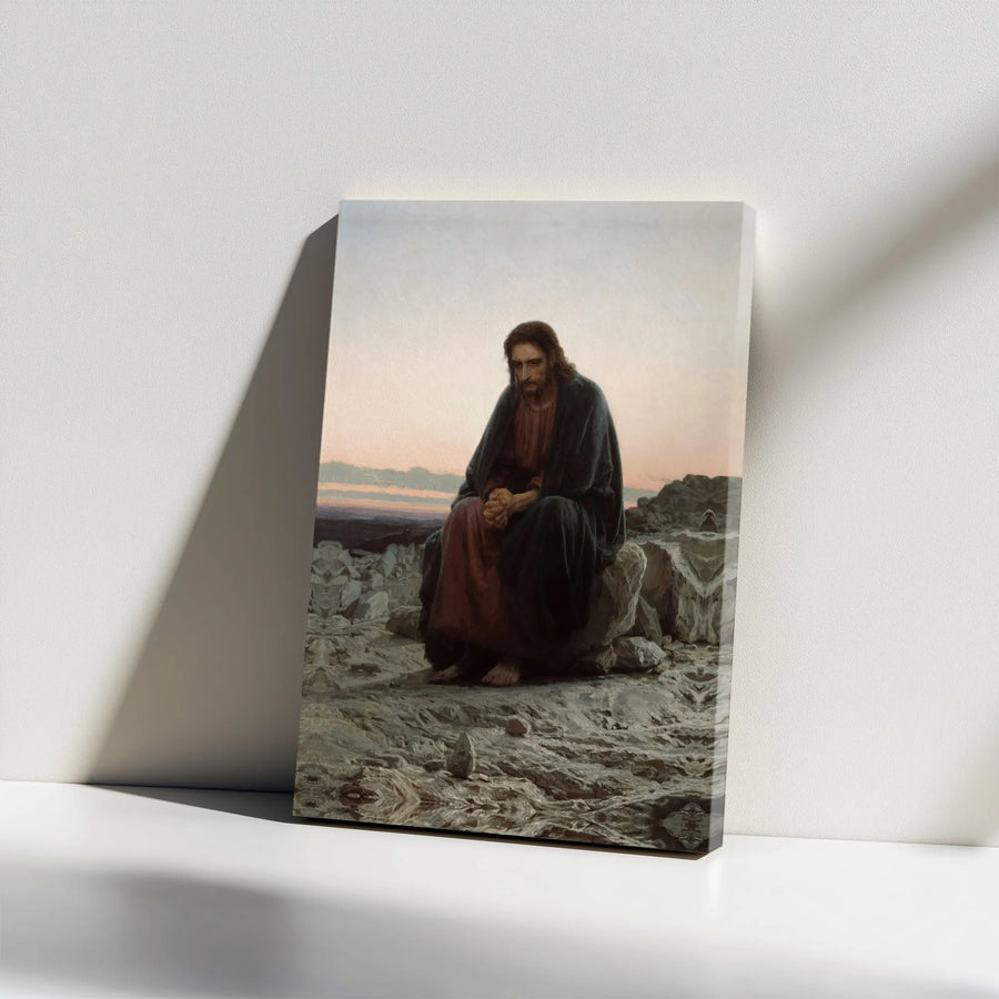 Jesus Christ in the Desert Canvas Print | Ivan Kramskoi Famous Religious Painting | High-Quality Fade-Resistant Print | Christian Home Decor Gift