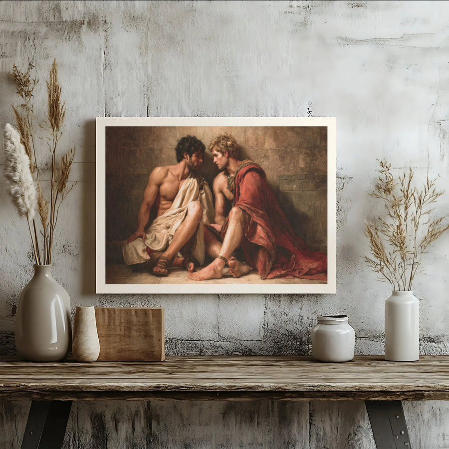 Greek Mythology Gay Art Canvas | Classical Romantic Painting | Premium Fade-Resistant Print | LGBTQ History Home Decor Gift