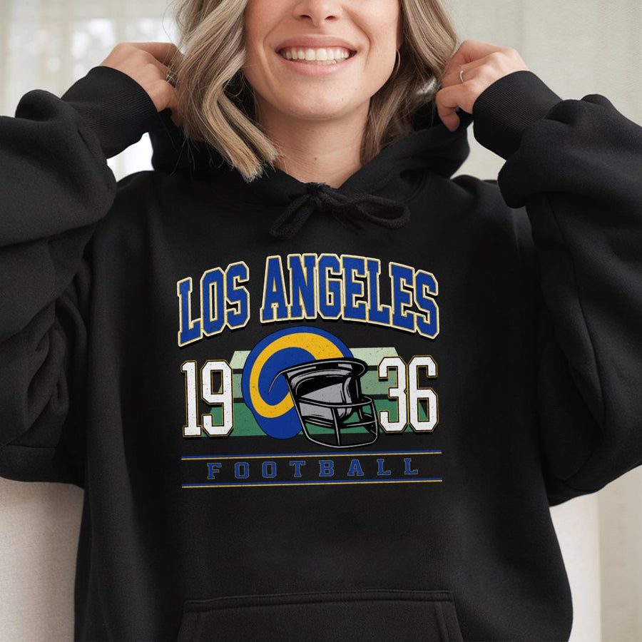 Los Angeles 1936 Football With Los Angeles Rams Vintage Helmet Logo Hoodie
