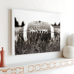 Vintage Football Canvas Wall Art | Black and White Photography Print | Premium Gallery Wrapped Canvas | Man Cave & Sports Bar Decor Gift