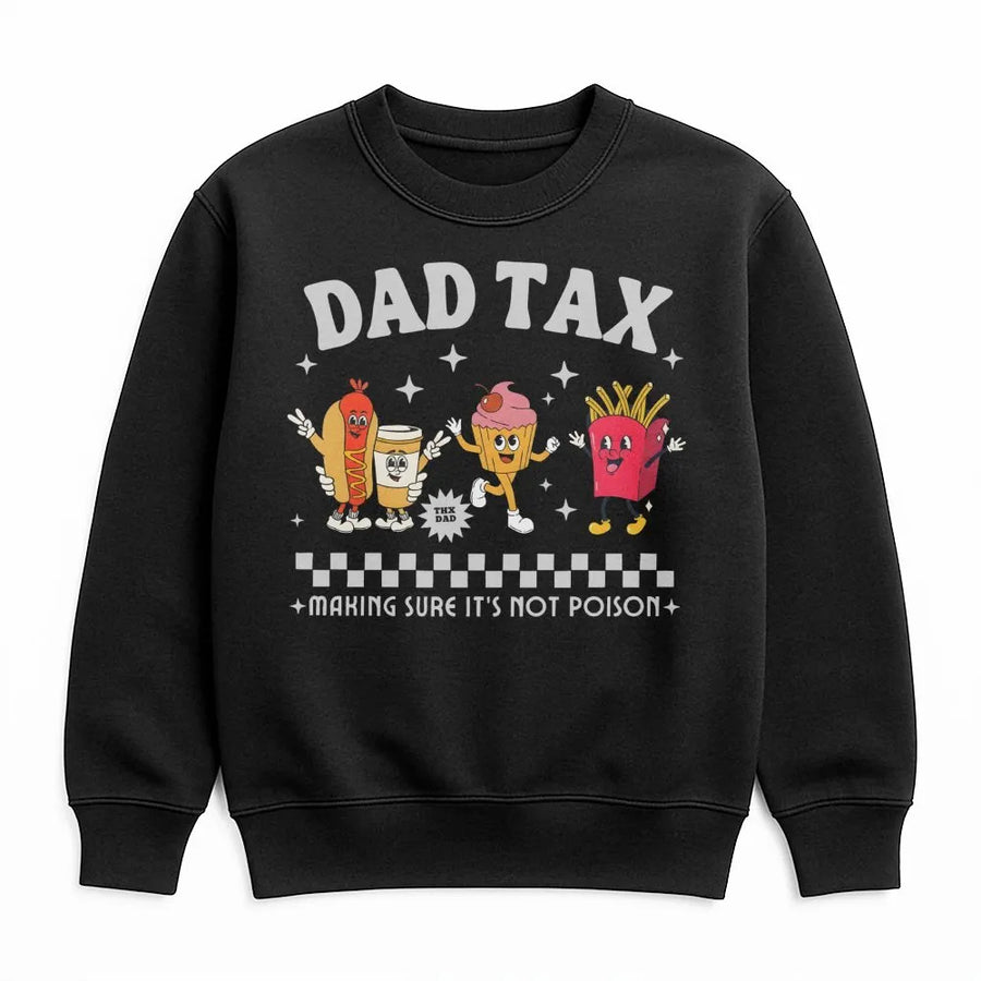 Dad Tax Sweatshirt | Funny Food Cartoon Design | Premium Cotton Blend | Best Gift for Dads, Father's Day 2026, or Birthday