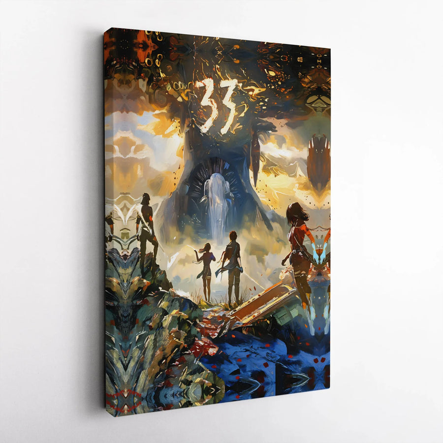 Fantasy World Tree Canvas Wall Art | Epic Adventurers Landscape Print | Gallery-Quality Premium Decor | Unique Gaming Room Gift for Gamers