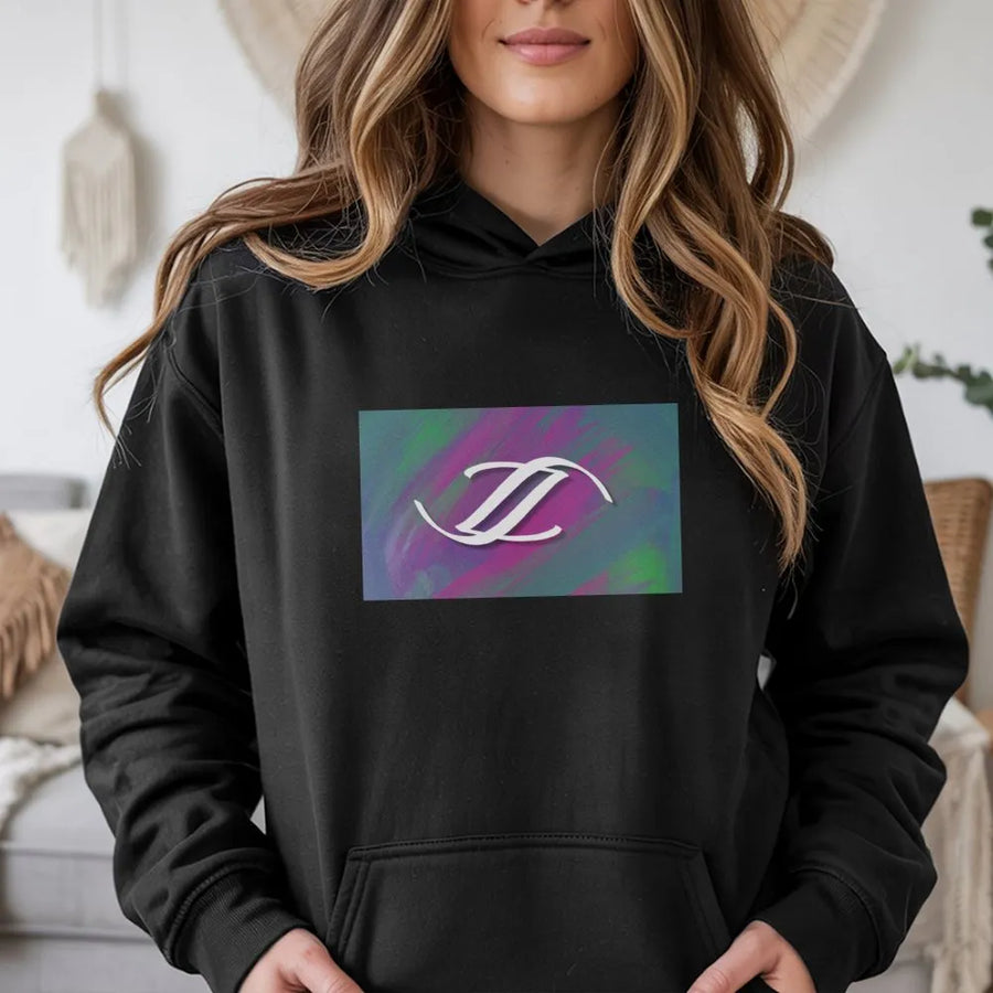 Abstract Z Logo Hoodie | Colorful Watercolor Graphic Art | Soft Cotton-Polyester Blend | Trendy Unisex Streetwear Gift