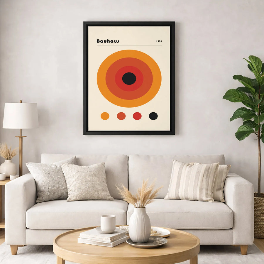 Bauhaus 1923 Geometric Circles Canvas | Mid Century Modern Abstract Art Print | Premium Gallery Wrapped Wall Decor | Minimalist Interior Gift
