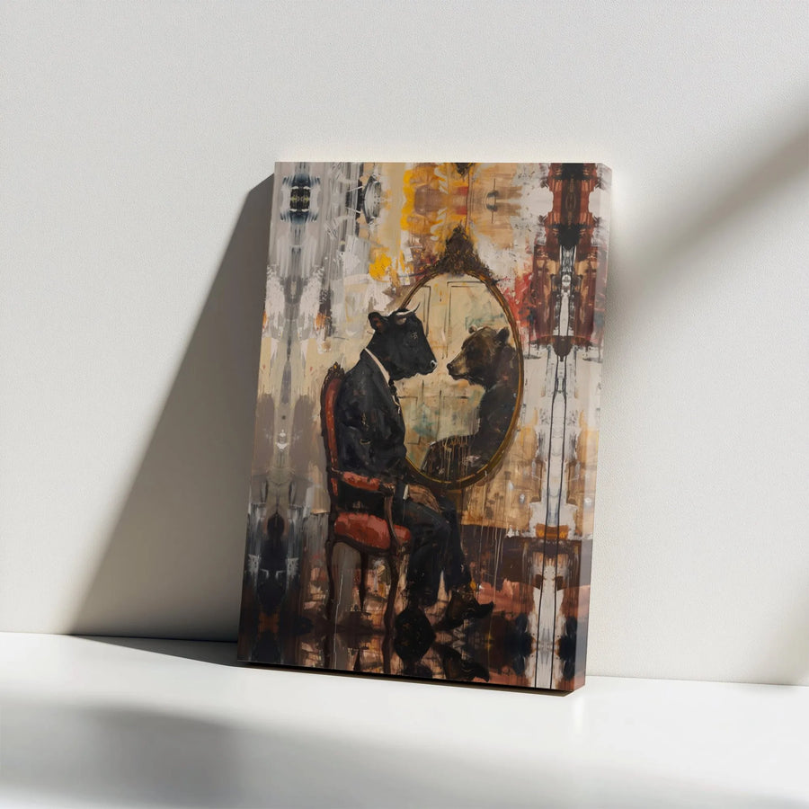Bull vs Bear Market Canvas Art | Symbolic Financial Wall Decor | Premium Gallery Wrap Print | Office Decor for Stock Traders and Investors