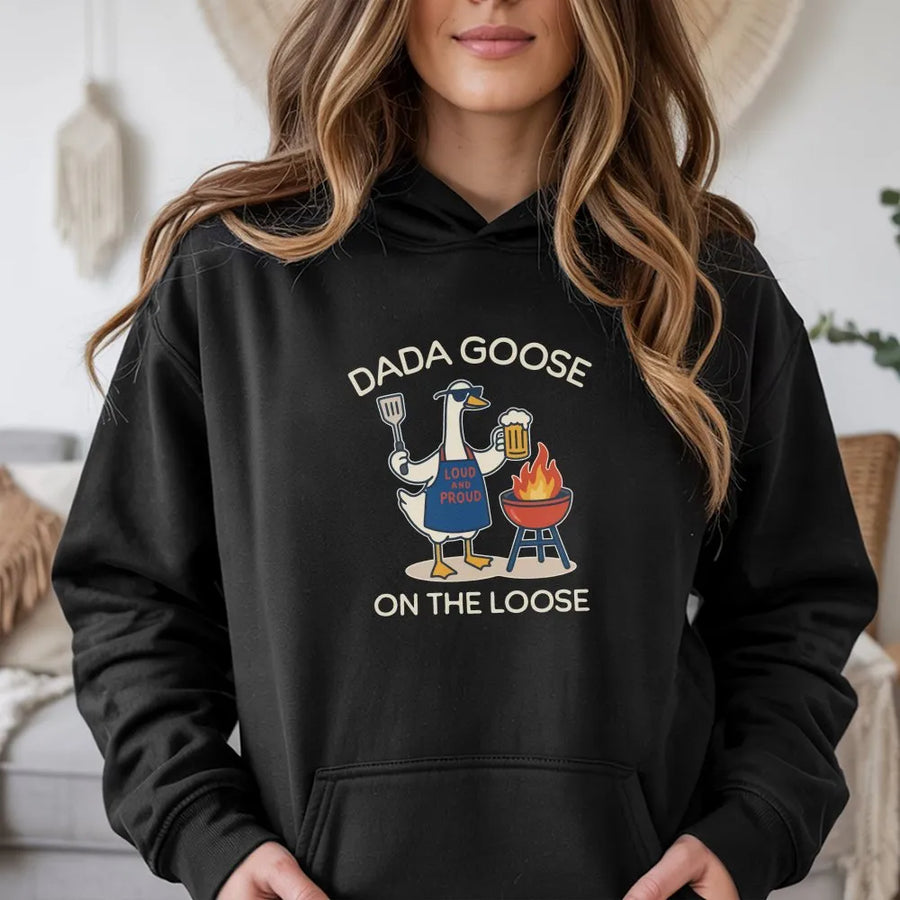 Dada Goose Hoodie | Funny BBQ Grilling Goose Graphic Crewneck | Soft Cotton Blend | Father's Day Gift for Dad & Grandpa