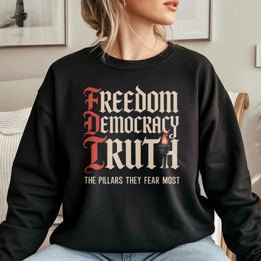 Freedom Democracy Truth Sweatshirt | Activist Graphic Design | Premium Cotton Blend | Gift For Social Justice Advocate