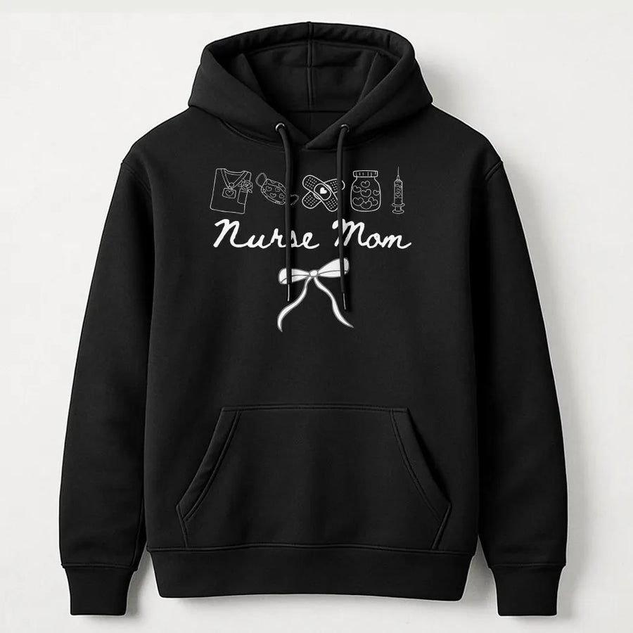 Nurse Mom Shirt | Cute Medical Icons & Bow Graphic | Premium Comfort Colors Cotton | Mother's Day Gift for School Nurse