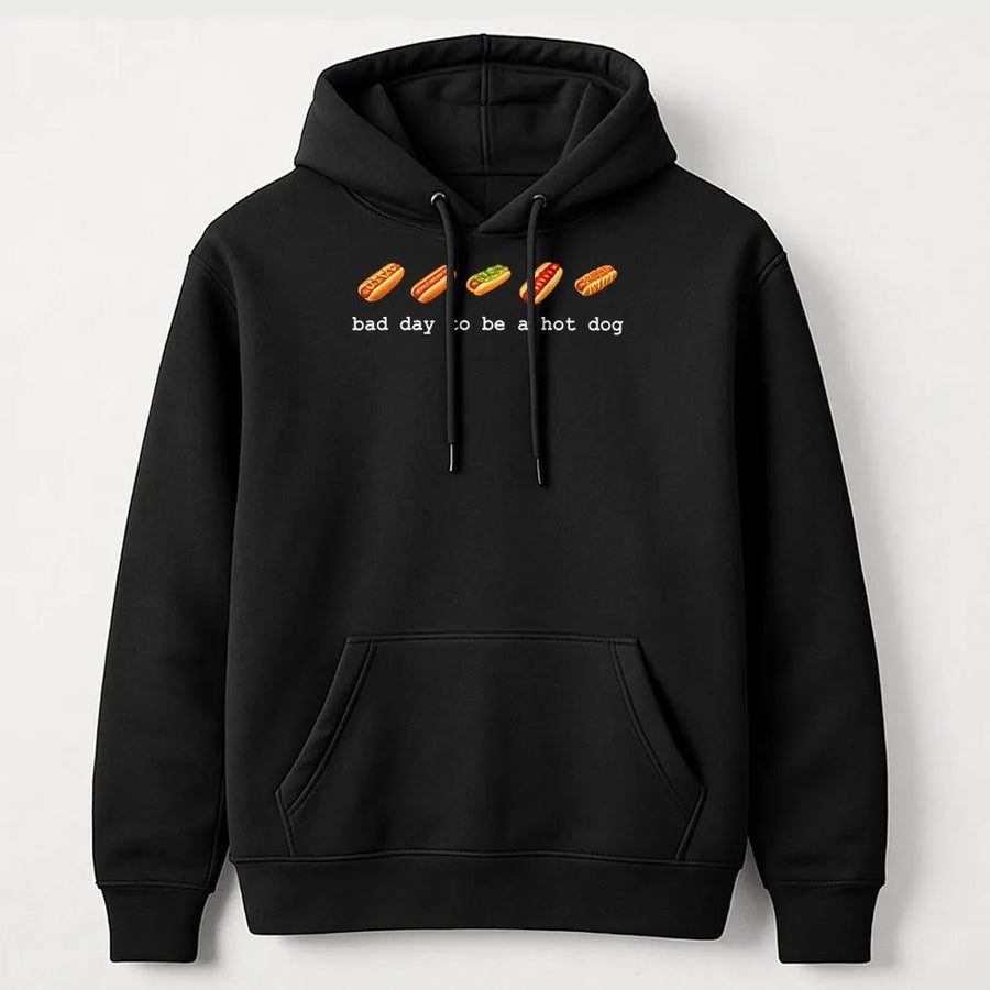 Bad Day to Be a Hot Dog Hoodie | Funny 4th of July Cookout Graphic | Soft Hooded Sweatshirt | Humorous Foodie Gift for Men and Women