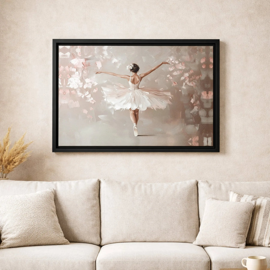 Ballerina Canvas Wall Art | Abstract Floral Ballet Dancer Print | Premium Gallery Wrapped Decor | Gift for Dancer Girls Room
