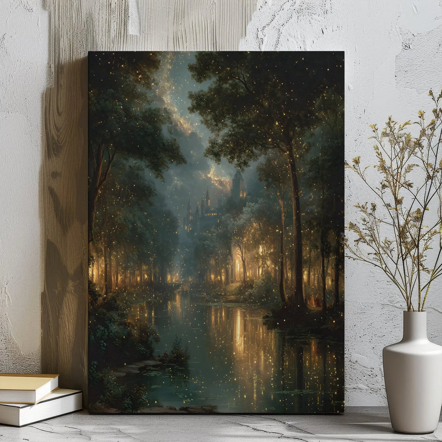 Enchanted Forest Wall Art | Magical Castle In The Woods Canvas Print | Premium Gallery Wrap Decor | Fantasy Landscape Gift For Fantasy Lovers