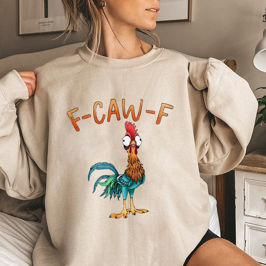 Funny Chicken Sweatshirt | F-Caw-F Quirky Rooster Graphic | Premium Cotton Blend Crewneck | Unisex Gift For Animal Lovers And Humor Fans