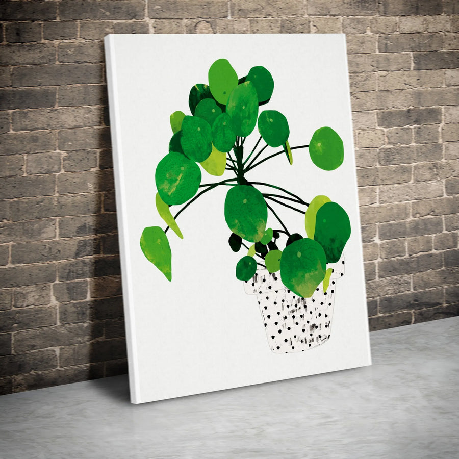 Pilea Peperomioides Canvas Wall Art | Minimalist Chinese Money Plant Print | Premium Gallery Wrap 1.25" Thick | Botanical Home Decor Gift for Plant Lovers