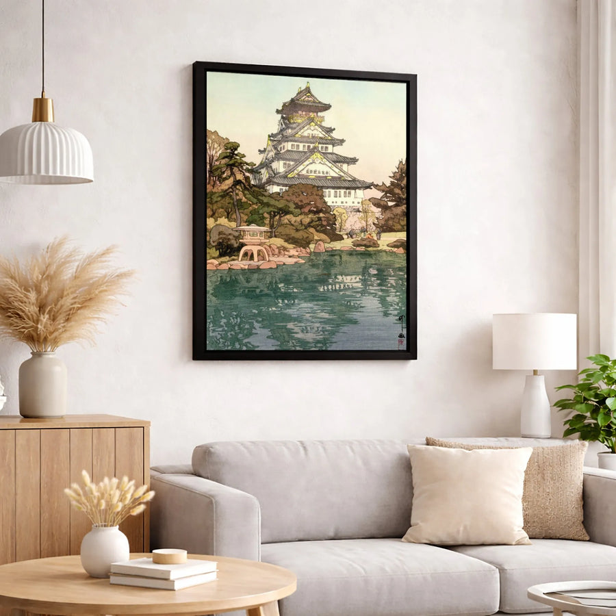 Japanese Castle Canvas Art | Vintage Ukiyo-e Architecture Print | Premium Gallery Wrap Wall Decor | Zen Home Office Gift for Art Lovers