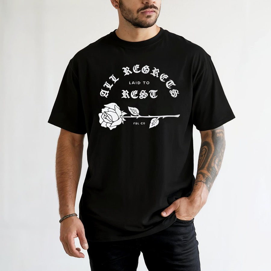 All Regrets Laid To Rest T-Shirt | Gothic Rose Graphic Tee | Premium 100% Cotton Soft Shirt | Aesthetic Alternative Gift For Her