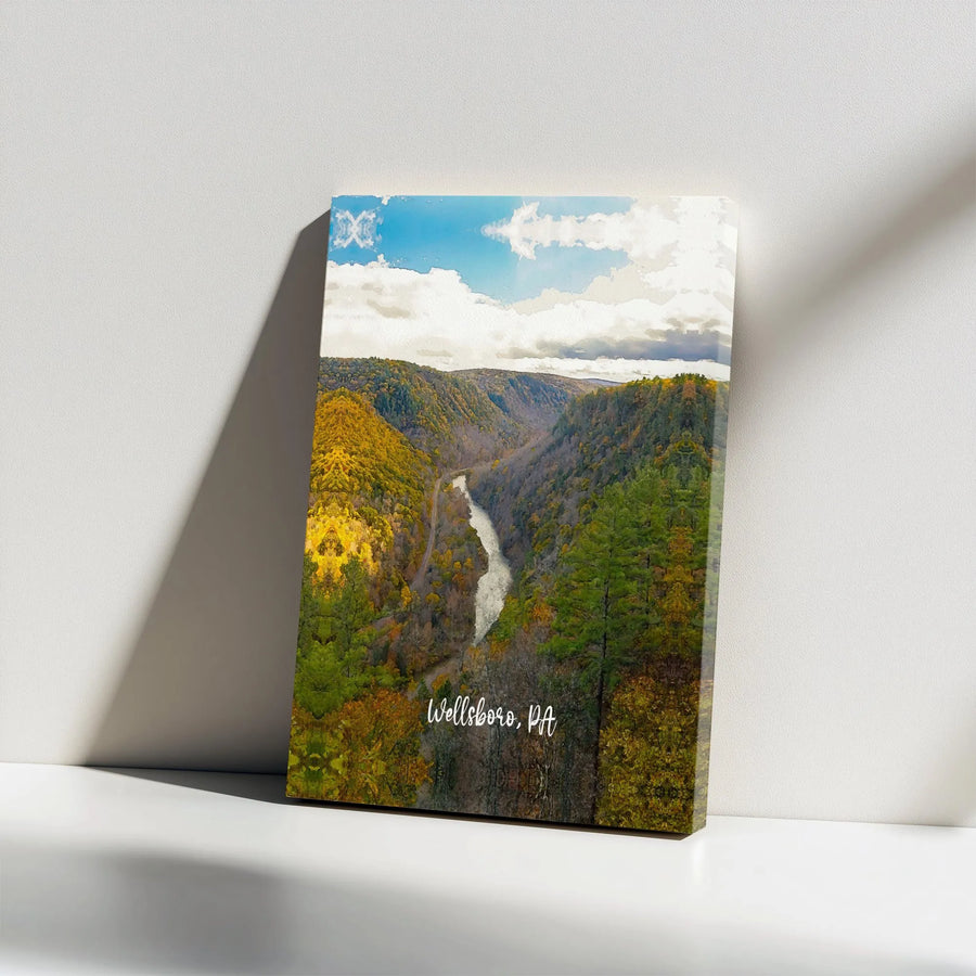 Pine Creek Gorge Canvas | Wellsboro PA Landscape Art | Premium Gallery Wrap | Nature Wall Decor Gift for Pennsylvania Travelers