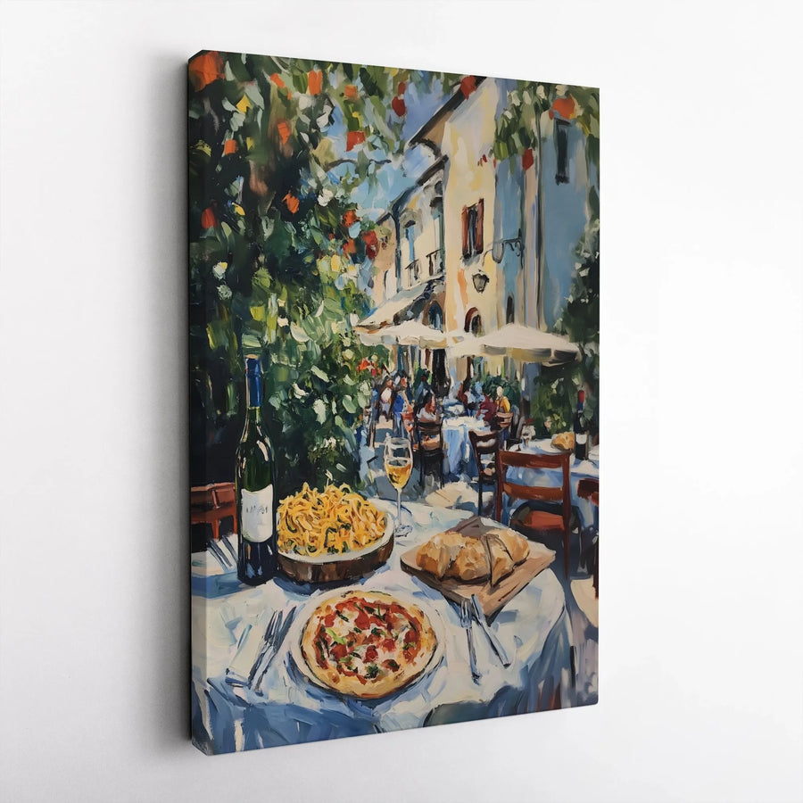 Italian Cafe Canvas Art | Impressionist Foodie Kitchen Wall Decor | Premium Gallery Wrap Print | Gift for Home and Restaurant