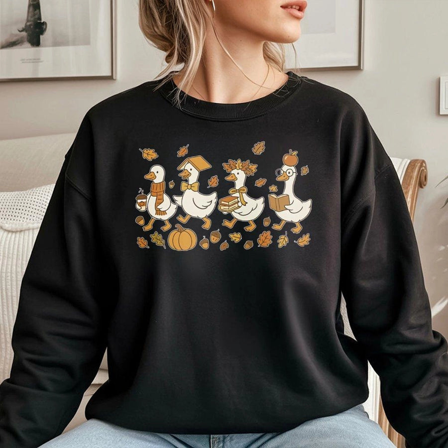 Fall Goose Teacher Sweatshirt | Cute Autumn Academic Bird Graphic | Premium Cotton Blend | Gift for Kindergarten Preschool Teachers