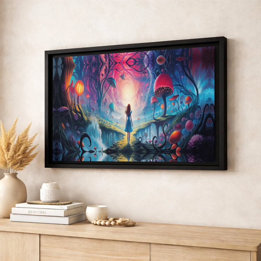Magical Mushroom Forest Canvas Art | Surreal Fantasy Landscape Print | 1.25 Inch Premium Gallery Wrap | Whimsical Wall Decor for Living Room