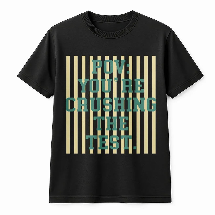 Rock The Test T-Shirt | Retro Y2K Motivational Quote | Premium Cotton Blend | Funny Gift for Teachers and Students