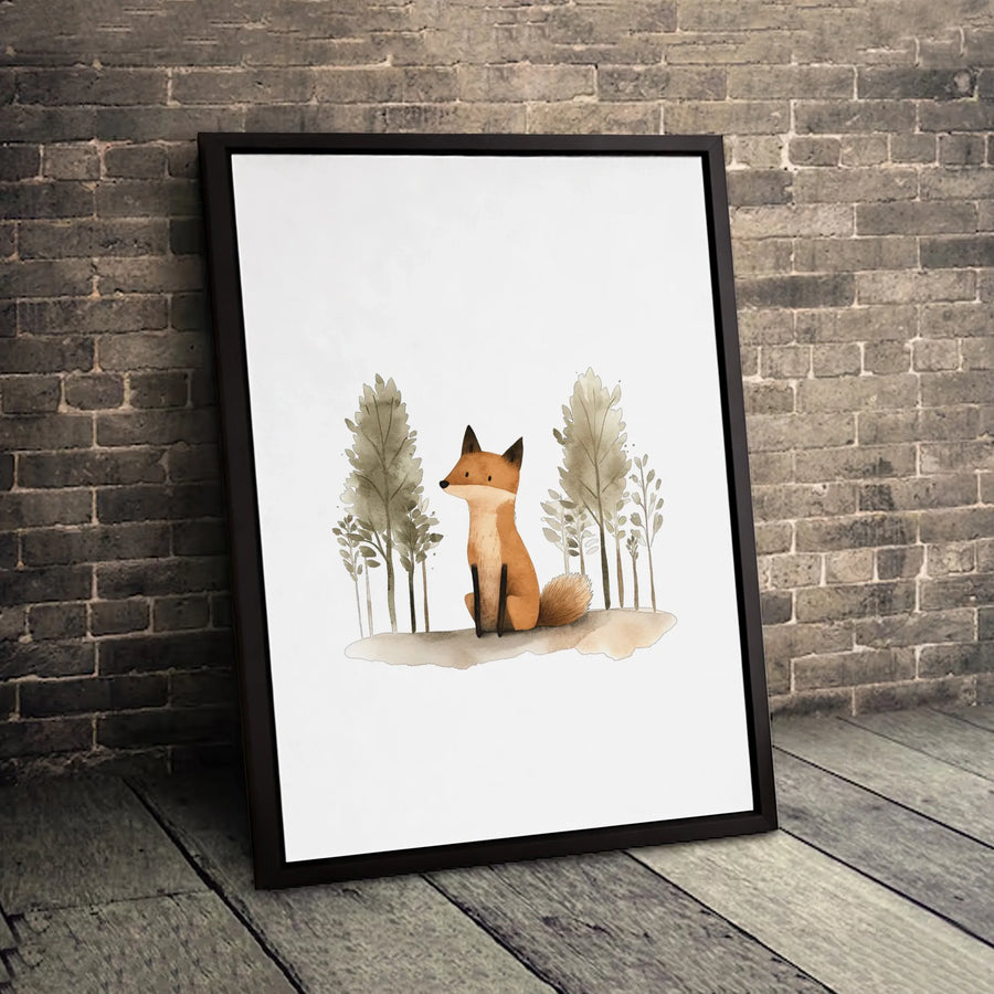 Watercolor Fox Canvas Wall Art | Woodland Forest Animal Illustration | Premium 1.25-Inch Thick Gallery Wrap | Cute Nursery & Home Decor Gift