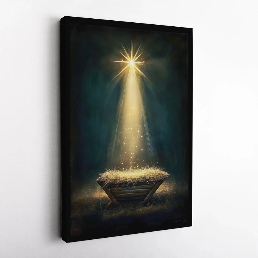 Nativity Scene Canvas Print | Star of Bethlehem Manger Wall Art | Premium Religious Home Decor | Holiday Christmas Gift for Christian Home