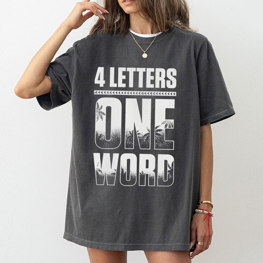 Four Letters One Word Yeet T-Shirt | Tropical Palm Tree Graphic | Premium Cotton Unisex Tee | Wrestling Fan Gift for Him and Her