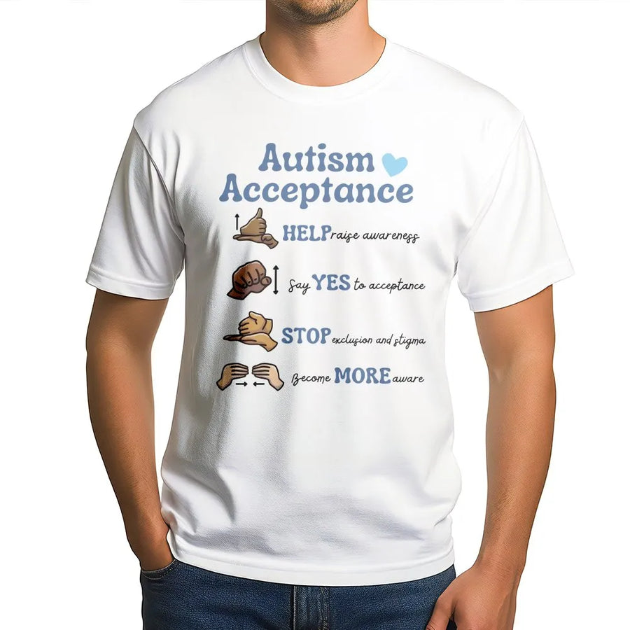 Autism Acceptance T-Shirt Sweatshirt | Inspirational Sign Language Design | Premium Cotton Blend | Gift for SPED Teacher & Advocate