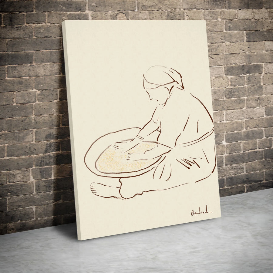 Woman Kneading Dough Canvas Print | Minimalist Line Art Wall Decor | Gallery Quality Premium Canvas | Kitchen Aesthetic Gift for Bakers