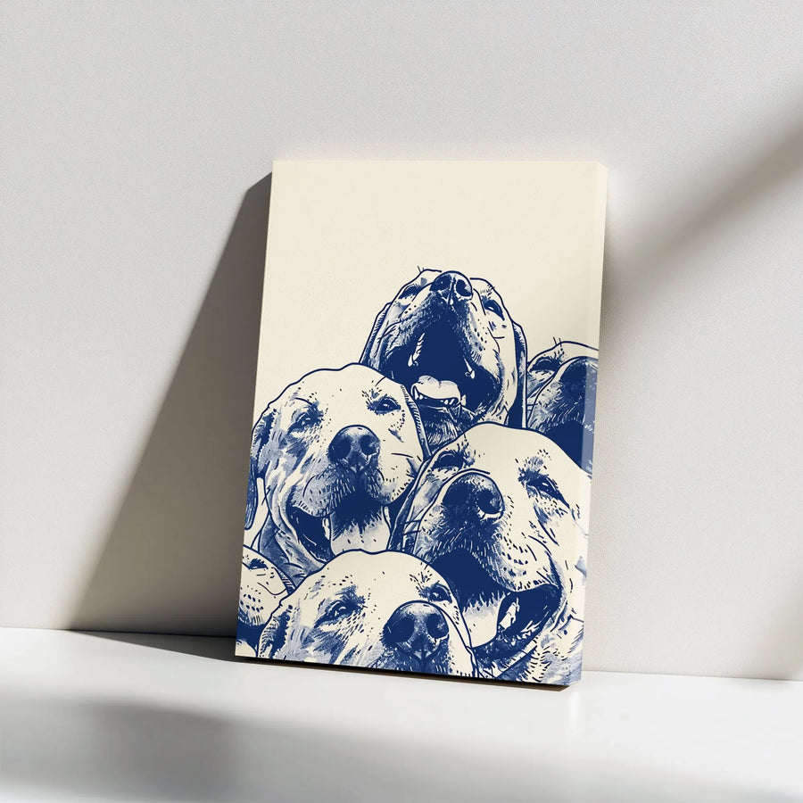 Happy Dogs Canvas Wall Art | Modern Minimalist Pet Sketch | Premium 1.25" Thick Gallery Wrap | Gift for Dog Lover, Vet Office Decor