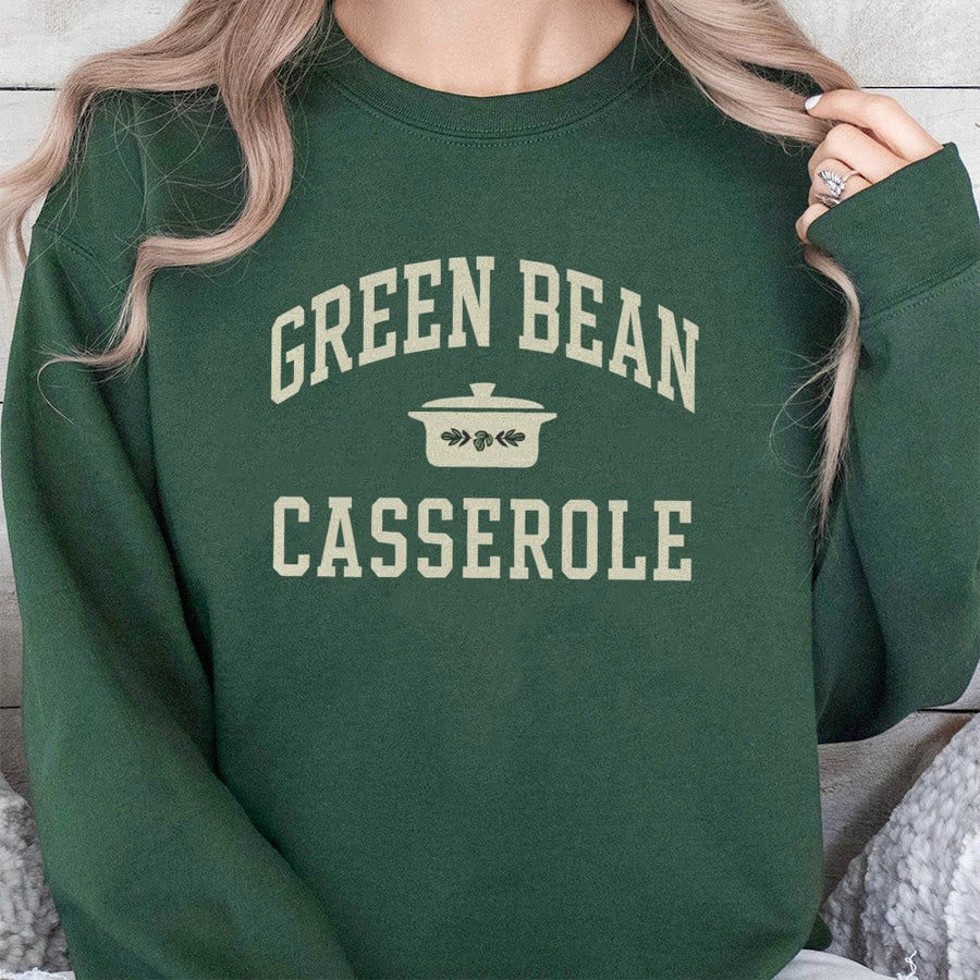 Green Bean Casserole Sweatshirt | Funny Thanksgiving Food Design | Premium Cotton Blend Crewneck | Holiday Gift For Foodies And Chefs