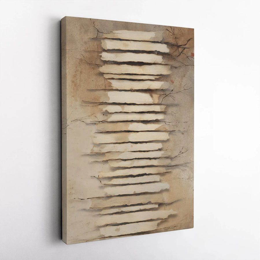 Abstract Textured Vertical Canvas | Torn Paper Illusion Wall Art | Premium Thick Gallery Wrap | Modern Minimalist Home & Office Decor Gift
