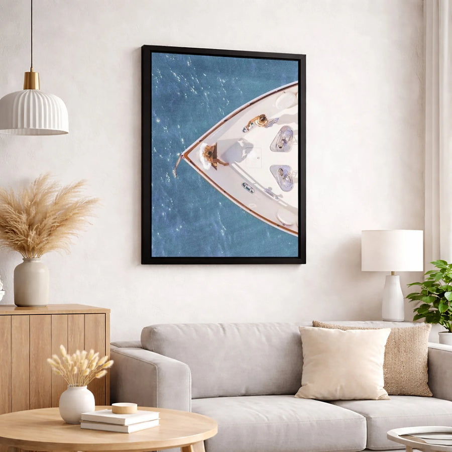 Luxury Yacht Aerial Canvas Wall Art | Summertime Ocean View Print | Premium Gallery-Wrapped Thick Canvas | Coastal Decor Gift for Beach Lovers